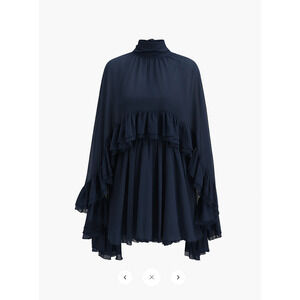 Copied - NWT Commense Semi-Sheer Chiffon Ruffle Dress With Outer Cape SZ L